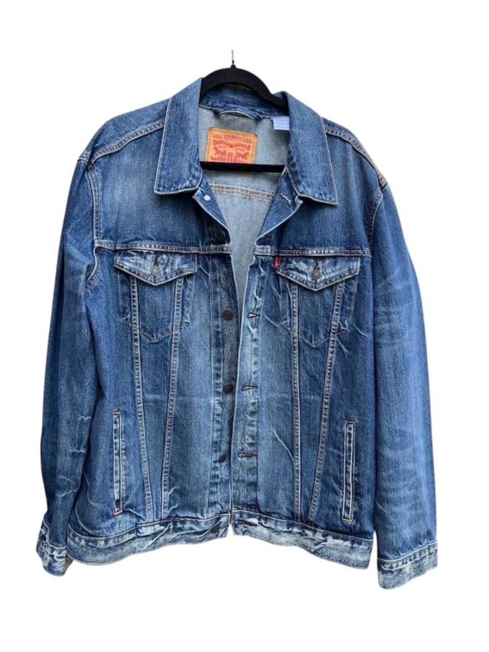 Levis Womens XXL Denim Jacket 72334 Button Front Pockets Mid-Wash Blue Cotton - Picture 2 of 11
